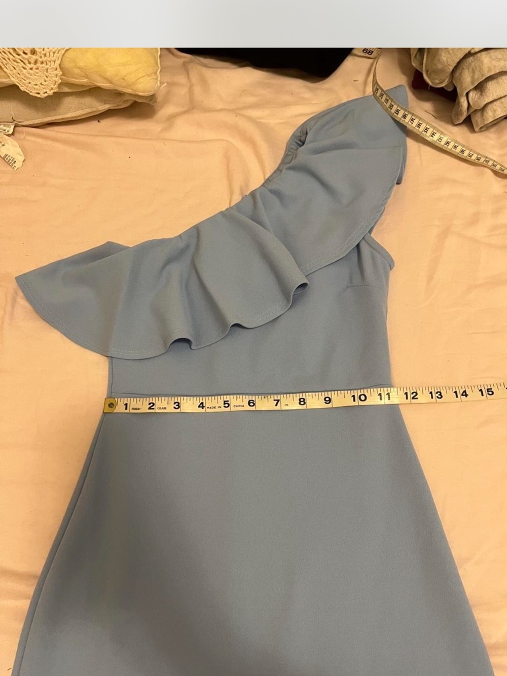 Lulu's Powder Blue One-Shoulder Ruffle Gown - Picture 6 of 7